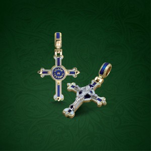 Православный крест с эмалью КЭ113 (фианит)