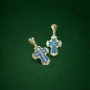 Православный крест с эмалью КЭ118 (фианит)