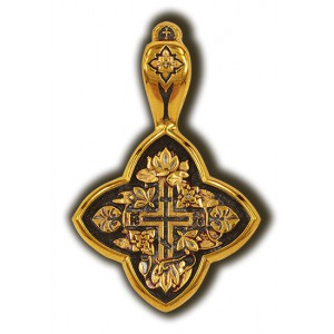 Православный крест из серебра с позолотой «Лилии» 08161