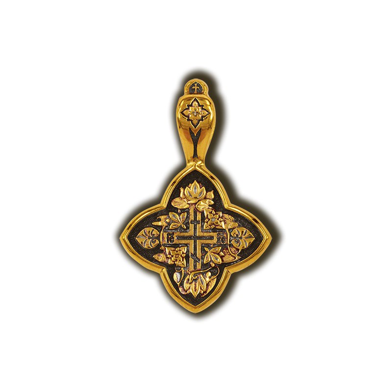 Православный крест из серебра с позолотой «Лилии» 08161