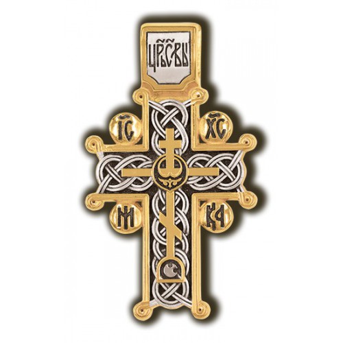 Позолоченный нательный крестик «Голгофа с Цатой»