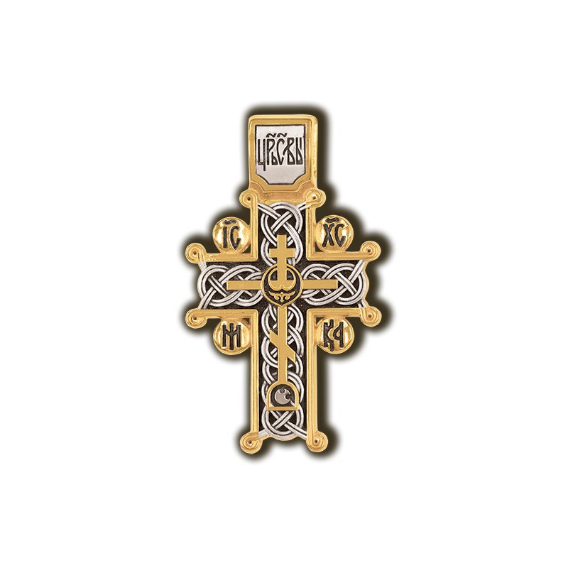 Позолоченный нательный крестик «Голгофа с Цатой»