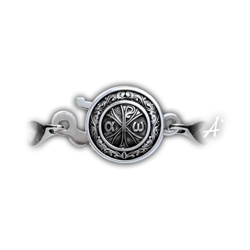 Серебряный браслет с христианским символом «Хризма»