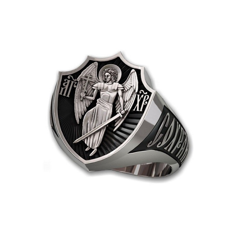 Мужской серебряный перстень Ангел Хранитель — код товара 650