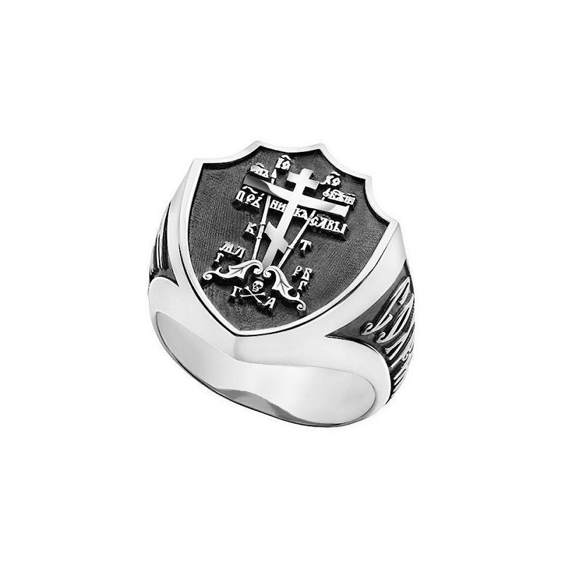 Мужской серебряный перстень Голгофский Крест — код товара 652