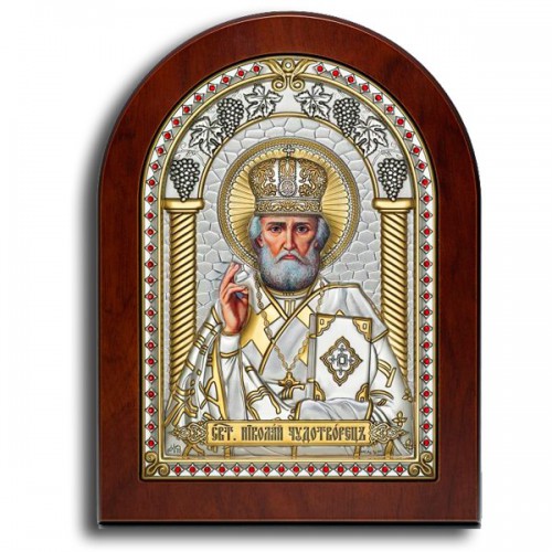 Святитель Николай Чудотворец. Икона в серебряном окладе