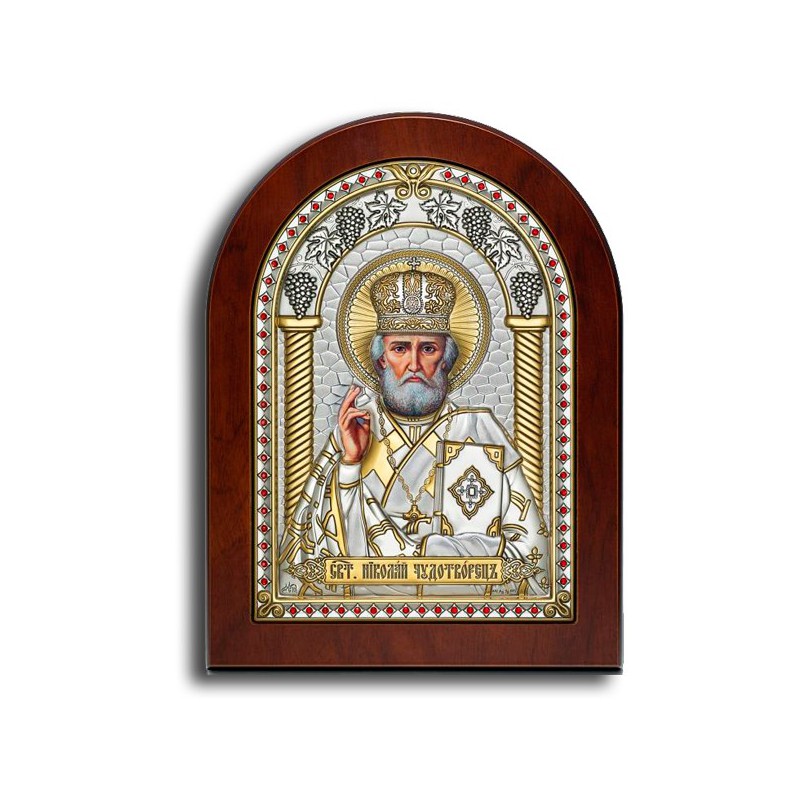 Святитель Николай Чудотворец. Икона в серебряном окладе