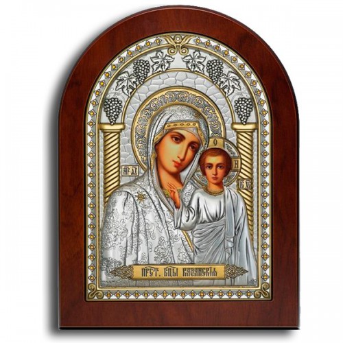 Икона — Богородица «Казанская» в серебряном окладе