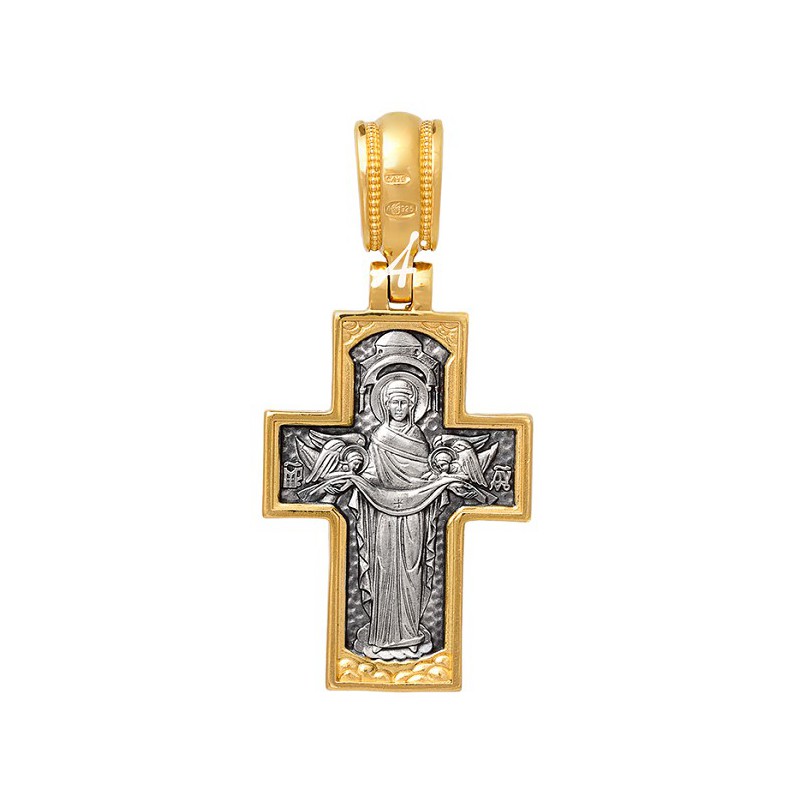 Позолоченный нательный крест «Покров Богородицы» (арт 101.296)