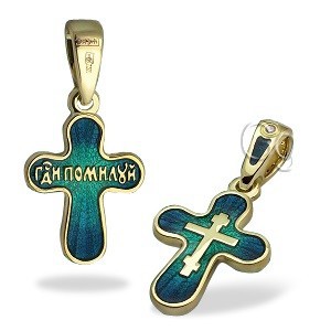Православный крест с эмалью КЭ21 (фианит)