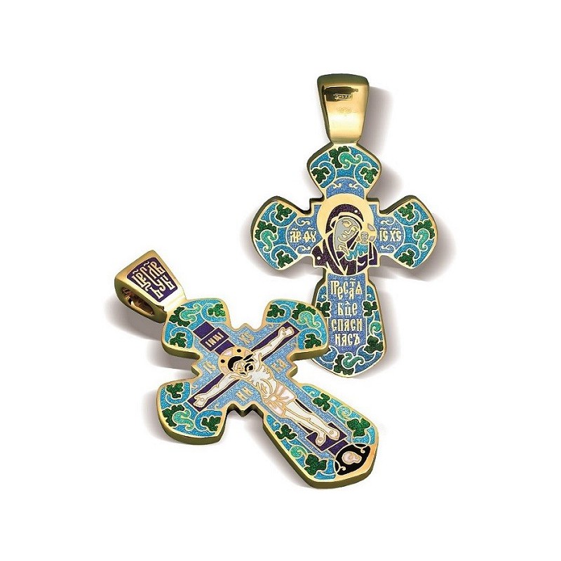 Большой православный крест с эмалью КЭ 20