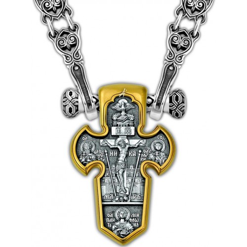 Позолоченный нательный крест «Архангел Михаил» (арт. 101.004)