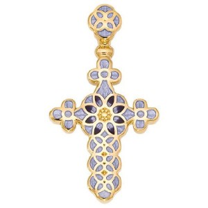 Нательный крестик украшенный цветной эмалью 01.031-3