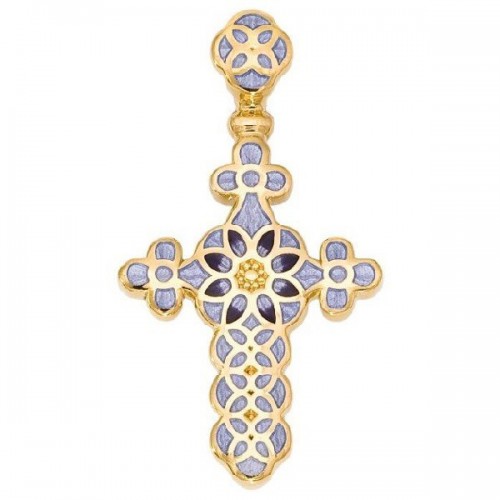 Нательный крестик украшенный цветной эмалью 01.031-3