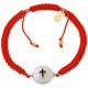 Веревочный браслет «Крестик на перламутре»