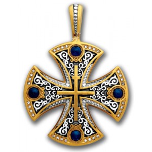 Крест «Греческий» с сапфирами и бриллиантами (арт 101.230.к)
