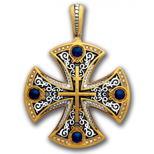 Крест «Греческий» с сапфирами и бриллиантами (арт 101.230.к)
