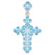 Нательный серебряный крестик с ювелирной эмалью голубого цвета