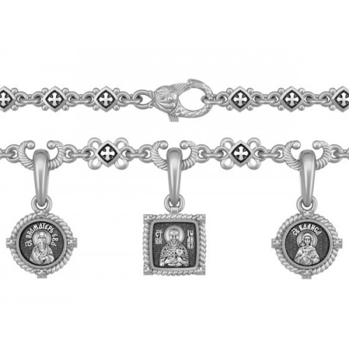 Браслет из серебра с чернением «Христианские символы» 40.804