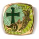Браслет с эмалью в зеленых тонах на гайтане «IXOYE - Рыба» Б.01