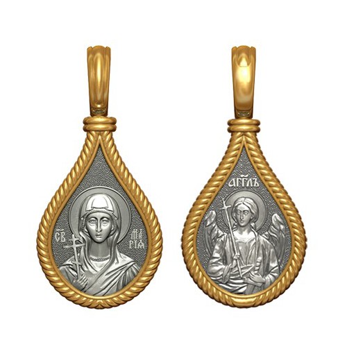 Позолоченный нательный образок Святая Мария Магдалина