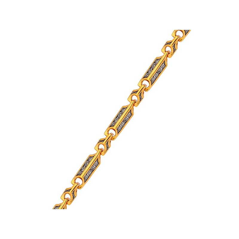 Серебряная цепочка с позолотой и православным орнаментом 130001