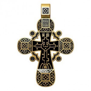 Православный крест с эмалью. Молитва «Спаси, Господи, люди твоя» 19.001-3