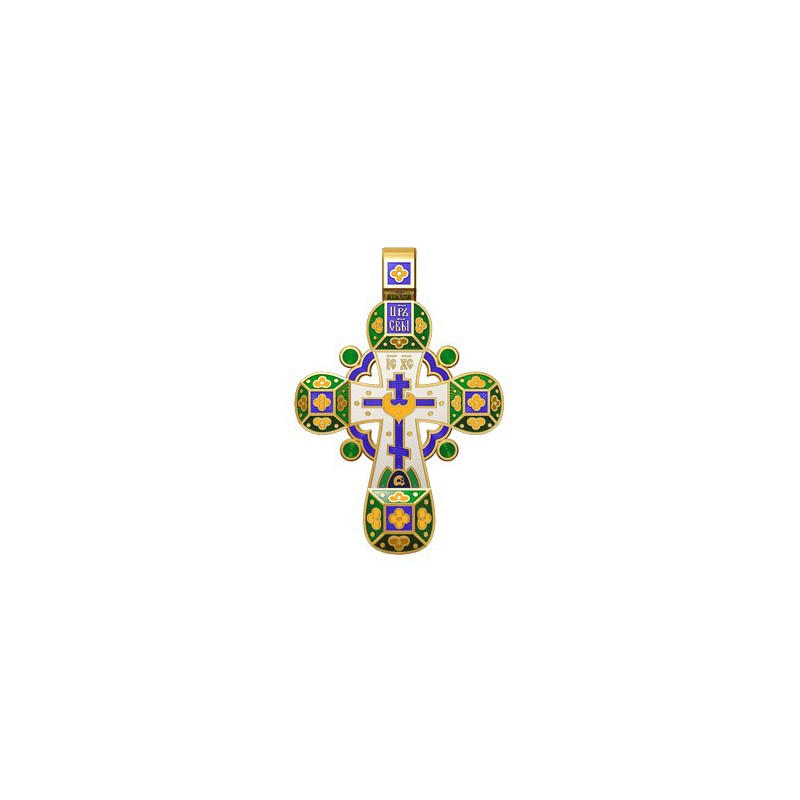 Православный крест с эмалью. Молитва «Спаси, Господи, люди твоя» 19.001