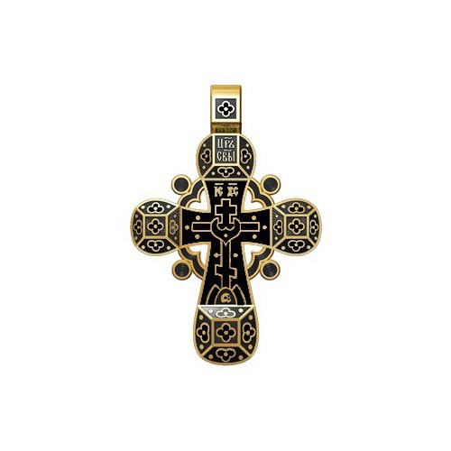 Православный крест с черной эмалью «Спаси, Господи, люди твоя» 19.002-3
