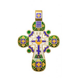 Православный крест с эмалью. Молитва «Спаси, Господи, люди твоя» 19.002