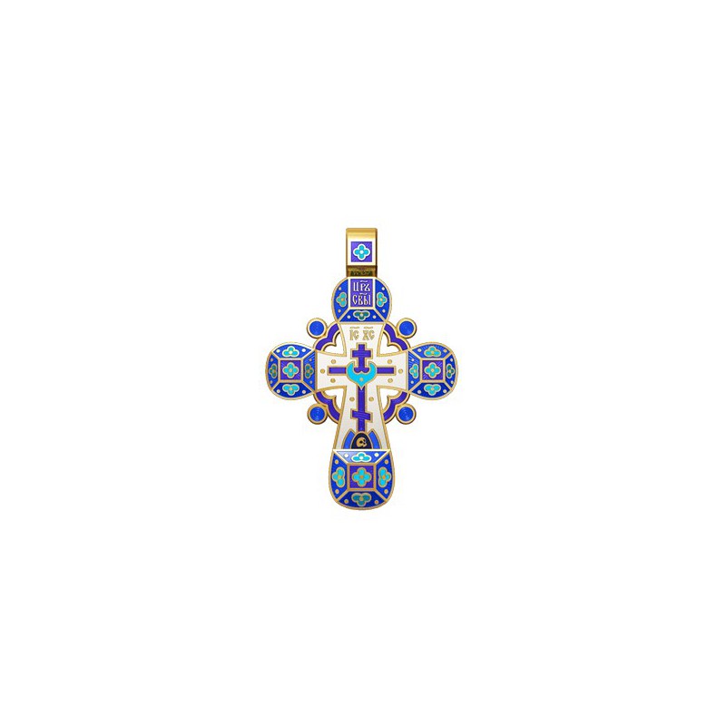 Православный крест с эмалью. Молитва «Спаси, Господи, люди твоя» 19.002-4