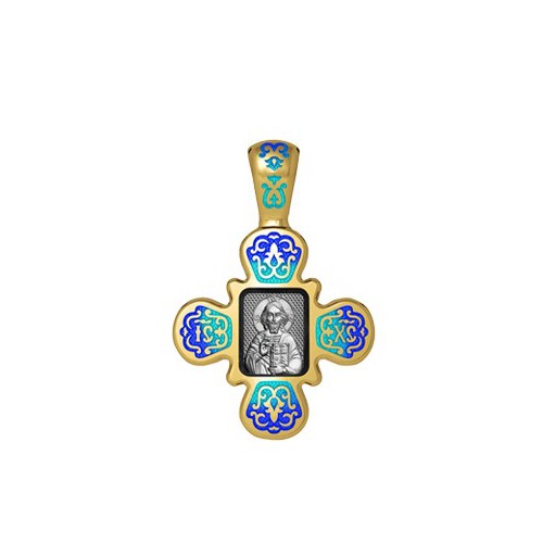Нательный крестик с эмалью «Господь Вседержитель» 19.008