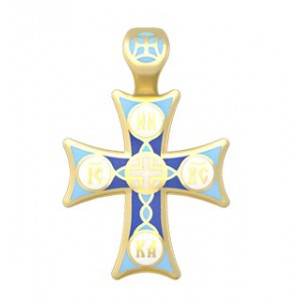 Нательный православный крест с эмалью 19.012-1