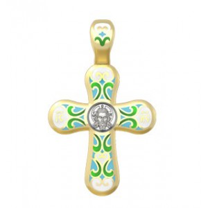 Православный крестик с эмалью «Спас Нерукотворный»