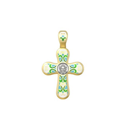 Православный крестик с эмалью «Спас Нерукотворный»