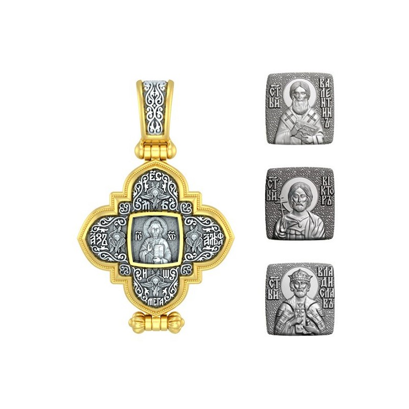 Мужской именной крест мощевик с иконой вашего святого 05А