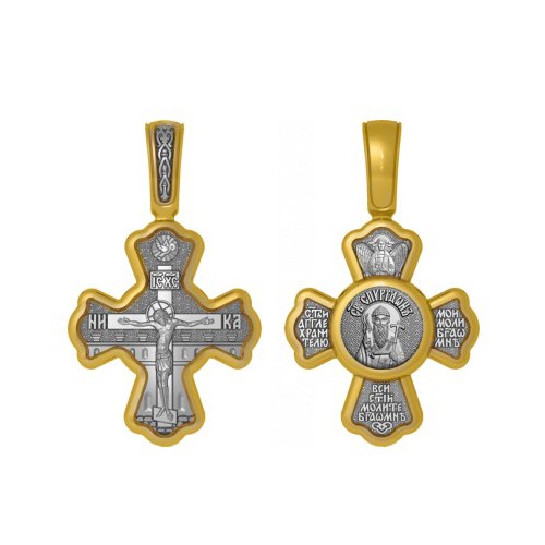 Позолоченный нательный крестик Святитель Спиридон