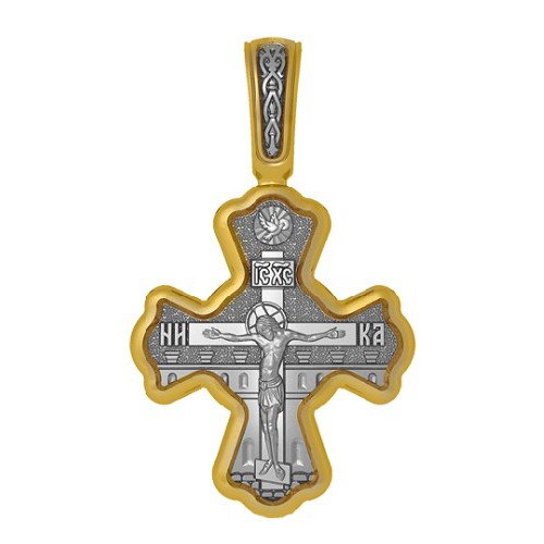 Нательный позолоченный крестик Николай Чудотворец