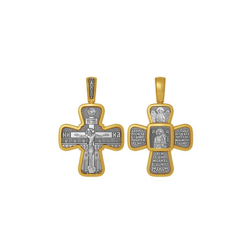 Нательный православный крест «Тихвинская икона Божией Матери» 04.109
