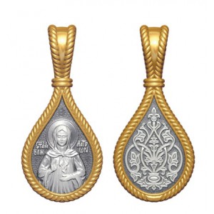 Позолоченный нательный образок Святая Матрона