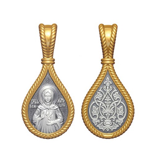 Позолоченный нательный образок Святая Матрона