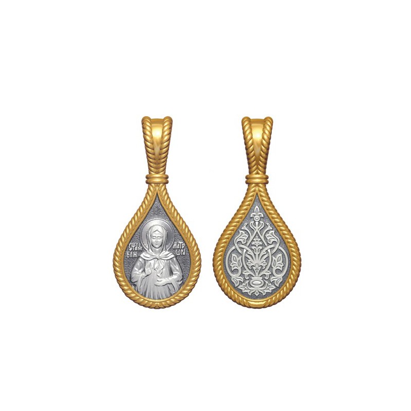 Позолоченный нательный образок Святая Матрона