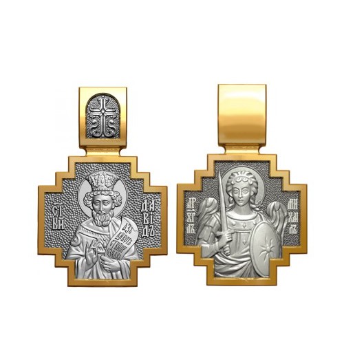 Позолоченный нательный образок Святой царь и пророк Давид