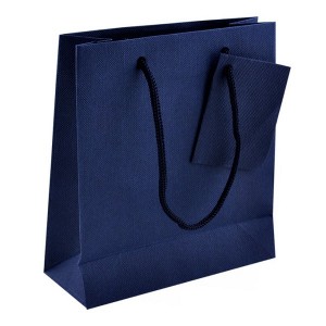 Подарочный пакет синего цвета из плотной бумаги