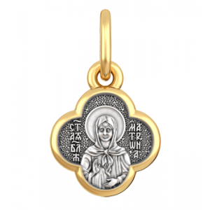 Нательная иконка в форме клевера Святая Матрона