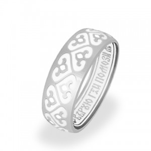 Серебряное кольцо с белой эмалью «Процветшие Сердца»