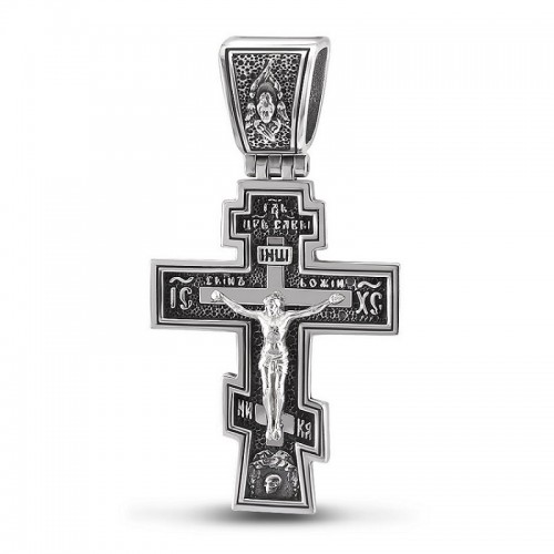 Серебряный православный крест «Распятие Христово» — код товара 101