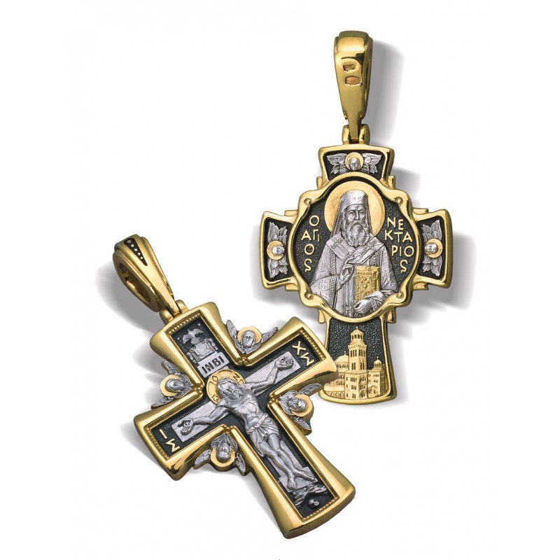Нательный православный крестик Святой Нектарий