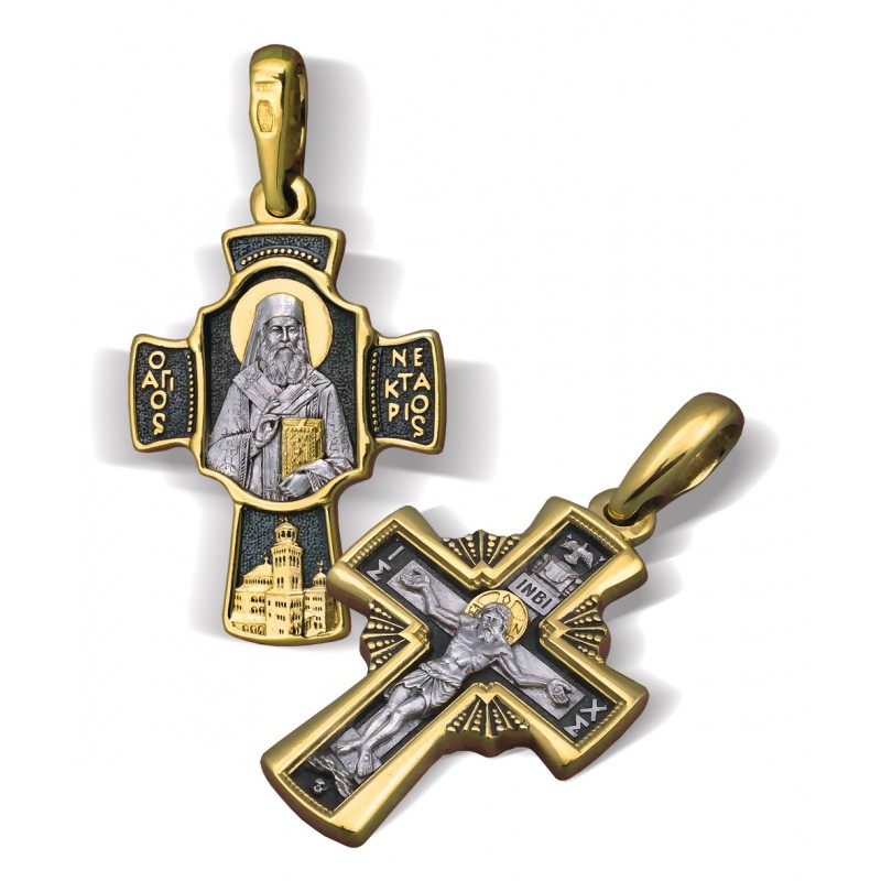 Нательный православный крестик Нектарий Эгинский