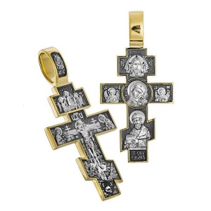 Крестик с иконами Богоматери и святителя Спиридона